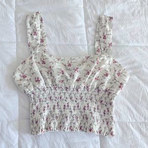 Forever 21 Floral Tank Top with ruching